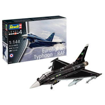 KIT PARA MONTAR REVELL AVIÃO EUROFIGHTER TYPHOON RAF 1/144 63 PEÇAS REV 03796